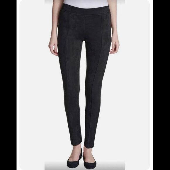 Andrew Marc Mid Rise Black Soft Suede Skinny Slim Fit Pants Women's Size Medium - Picture 1 of 12